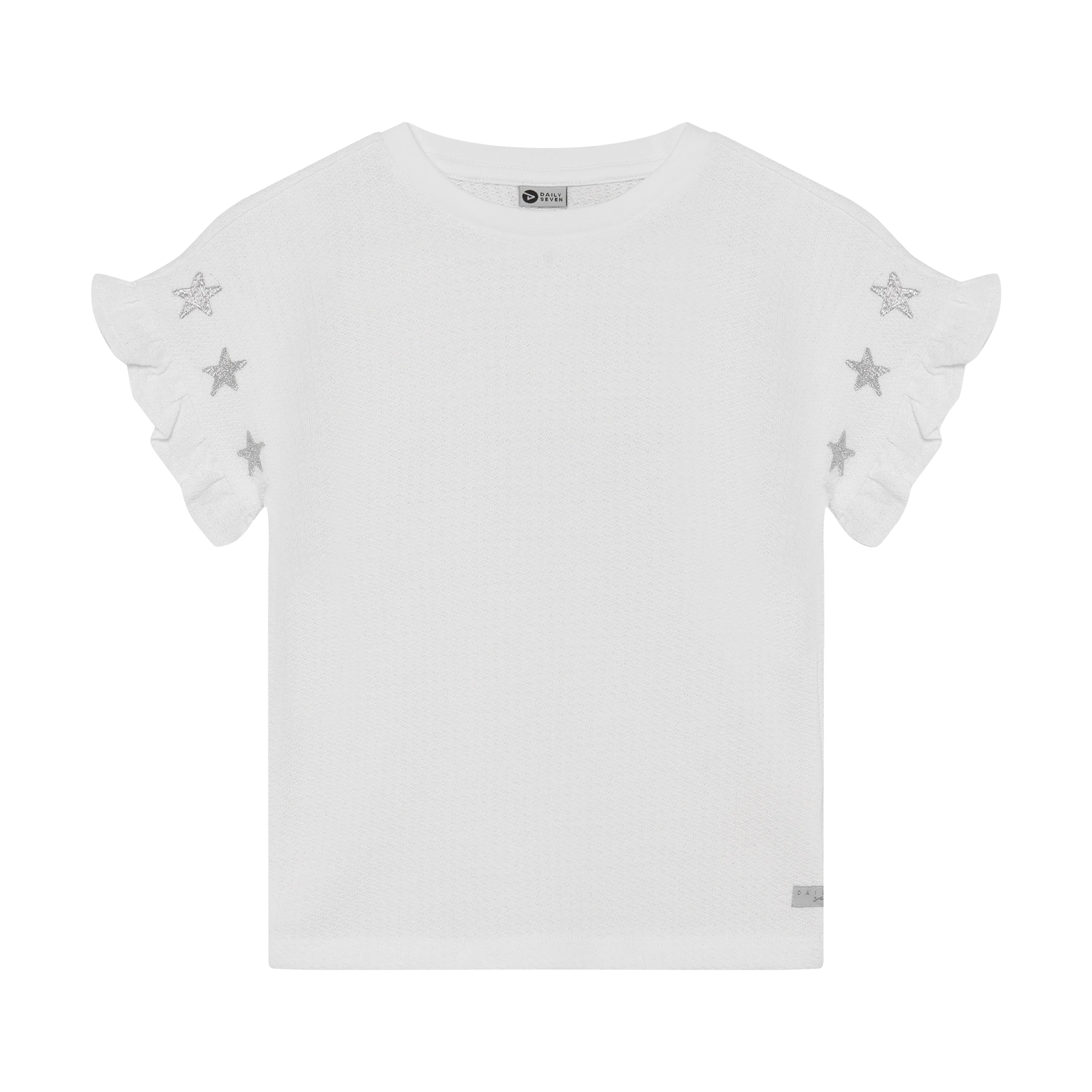 Meisjes T-shirt Embroidery Sleeve van Daily7 in de kleur Egret in maat 128.