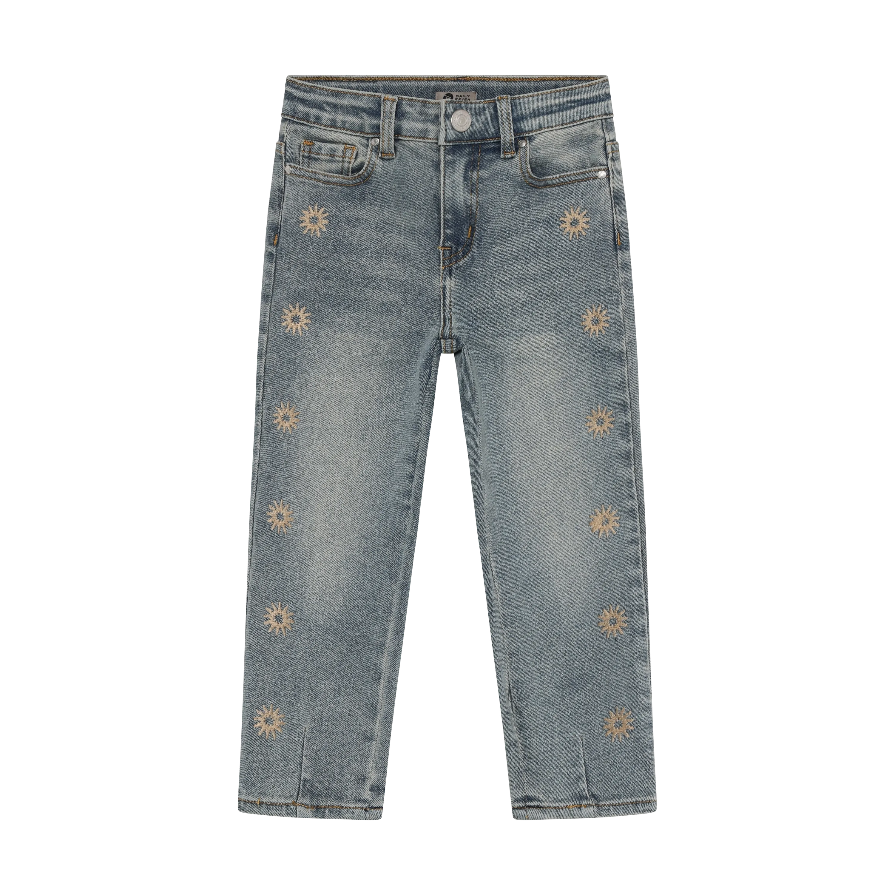 Meisjes Denim Mom Fit Embroidery van Daily7 in de kleur Used Medium Denim in maat 128.