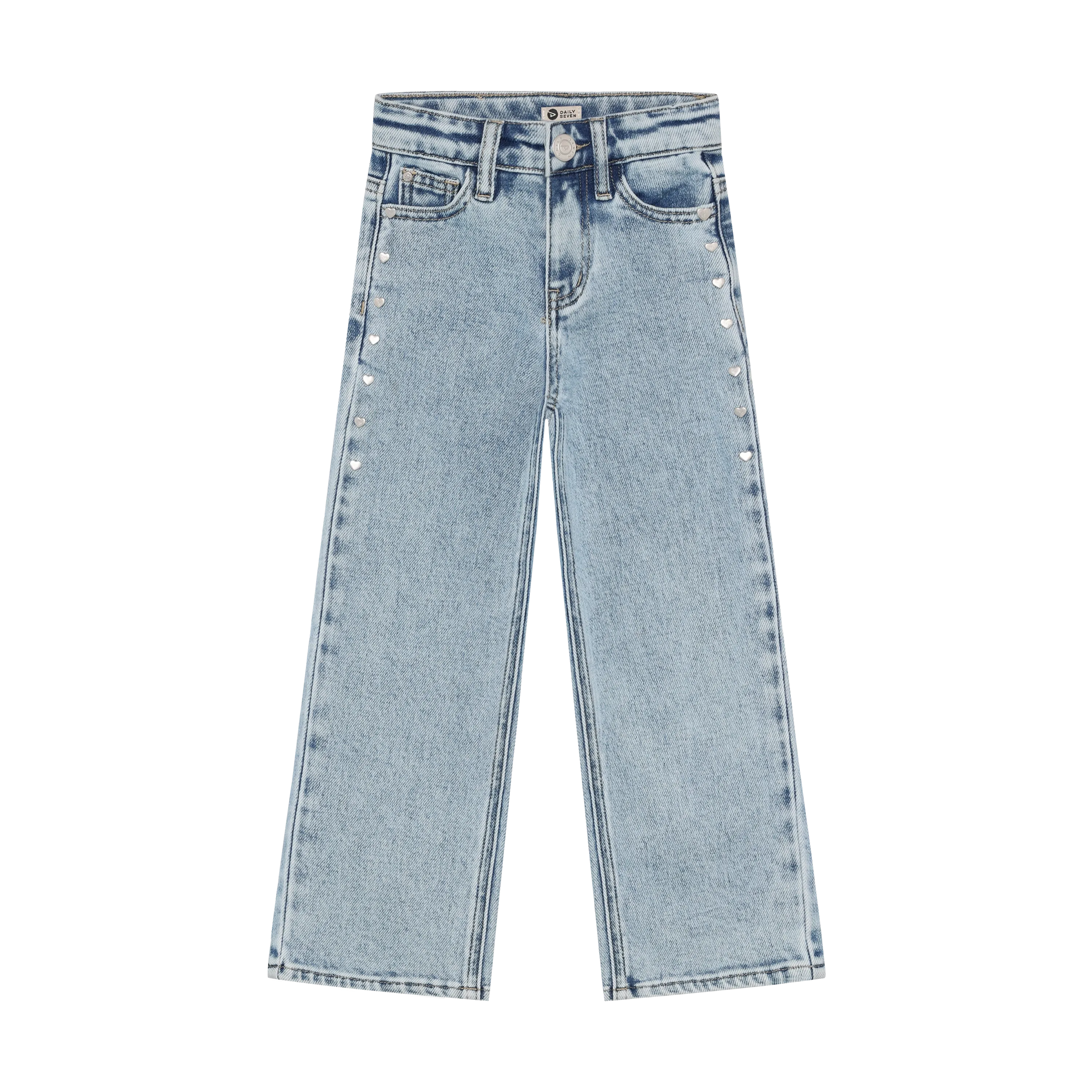 Meisjes Denim Wide Fit Studs van Daily7 in de kleur Blue Denim in maat 128.