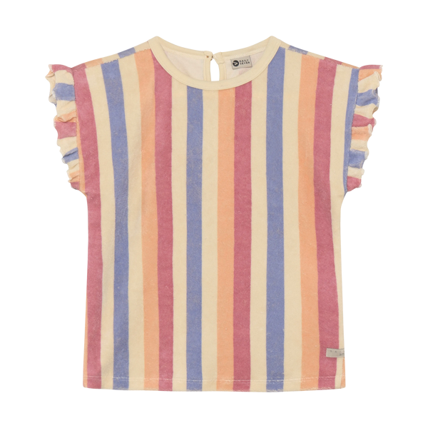 Meisjes T-shirt Terry Striped van Daily7 in de kleur Heather Rose in maat 128.