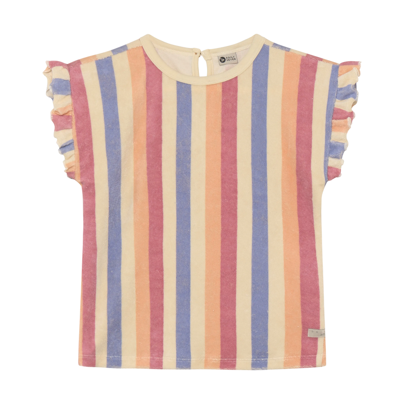 Meisjes T-shirt Terry Striped van Daily7 in de kleur Heather Rose in maat 128.