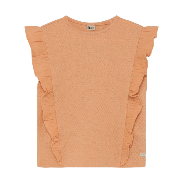 Meisjes T-shirt Ruffle van Daily7 in de kleur Dusty Coral in maat 128.