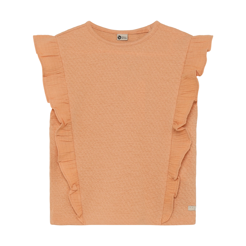 Meisjes T-shirt Ruffle van Daily7 in de kleur Dusty Coral in maat 128.