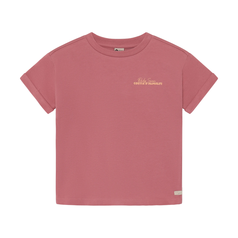 Meisjes T-shirt Backprint van Daily7 in de kleur Heather Rose in maat 128.
