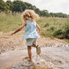 Meisjes Light Weight Denim Singlet van Daily7 in de kleur Light Denim Blue in maat 128.