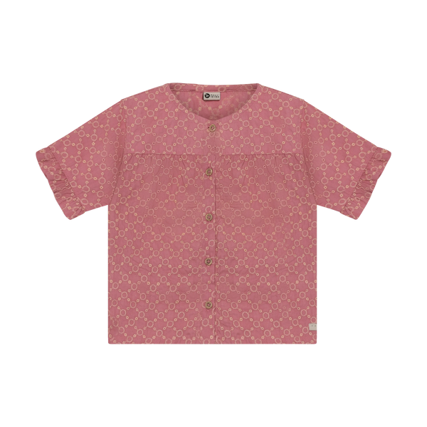 Meisjes Shirt Ruffle Broderie van Daily7 in de kleur Heather Rose in maat 128.