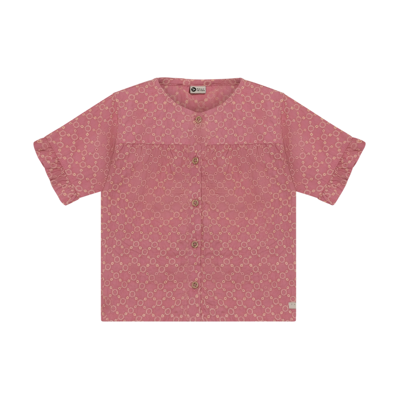 Meisjes Shirt Ruffle Broderie van Daily7 in de kleur Heather Rose in maat 128.