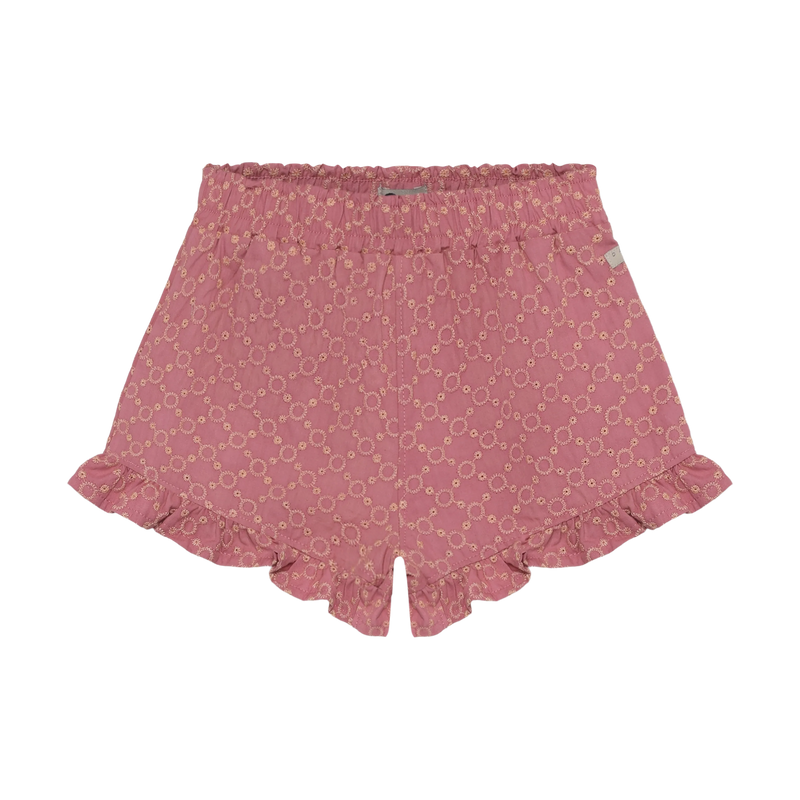 Meisjes Ruffle Shorts Broderie van Daily7 in de kleur Heather Rose in maat 128.