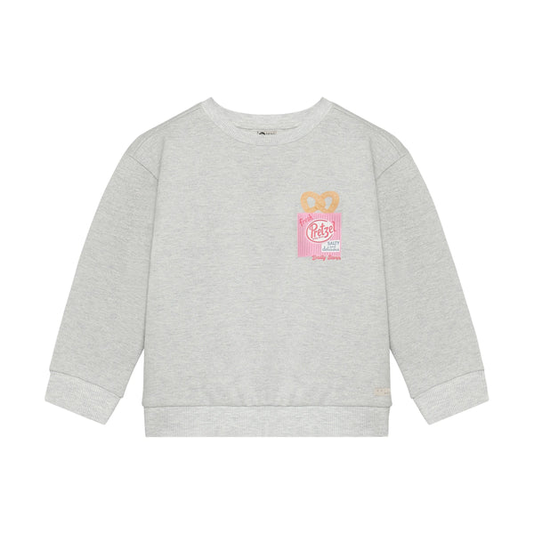 Meisjes Sweater Backprint van Daily7 in de kleur Light Grey Melange in maat 128.