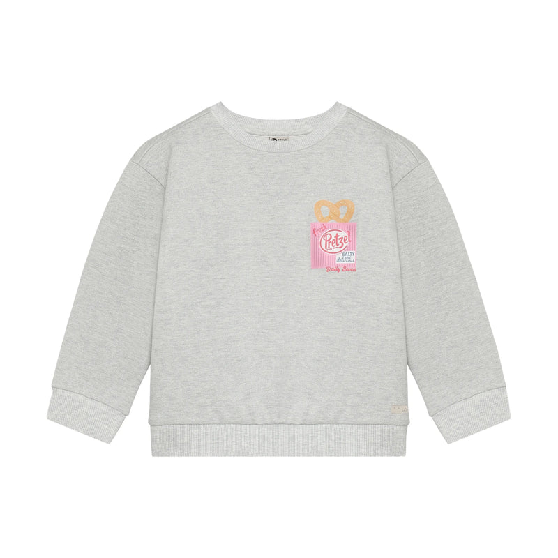Meisjes Sweater Backprint van Daily7 in de kleur Light Grey Melange in maat 128.