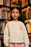 Meisjes Sweater Backprint van Daily7 in de kleur Light Grey Melange in maat 128.