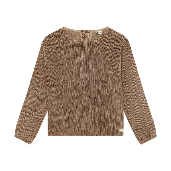 Meisjes T-shirt Longsleeve Velvet van Daily7 in de kleur Affogat in maat 128.
