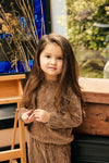 Meisjes T-shirt Longsleeve Velvet van Daily7 in de kleur Affogat in maat 128.