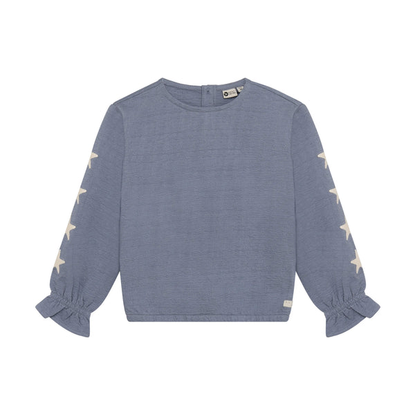 Meisjes T-shirt Longsleeve Stars van Daily7 in de kleur Folkstone Gray in maat 128.