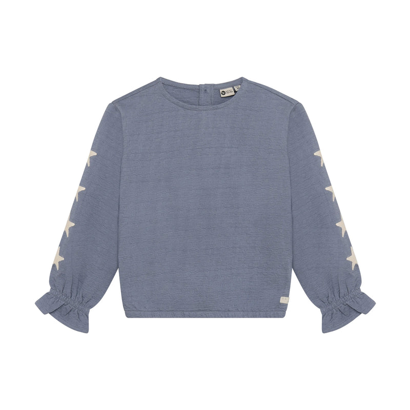 Meisjes T-shirt Longsleeve Stars van Daily7 in de kleur Folkstone Gray in maat 128.