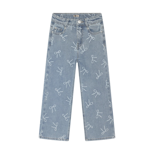 Meisjes Denim Wide Fit Bow van Daily7 in de kleur Denim in maat 128.