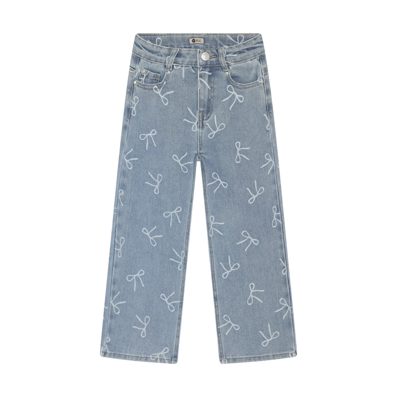 Meisjes Denim Wide Fit Bow van Daily7 in de kleur Denim in maat 128.