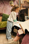 Meisjes Denim Wide Fit Bow van Daily7 in de kleur Denim in maat 128.