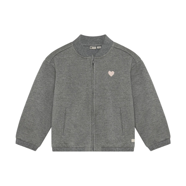 Meisjes Bomber Jacket Heart van Daily7 in de kleur Mid Grey Melange in maat 128.