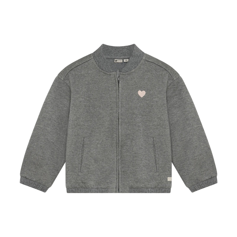 Meisjes Bomber Jacket Heart van Daily7 in de kleur Mid Grey Melange in maat 128.