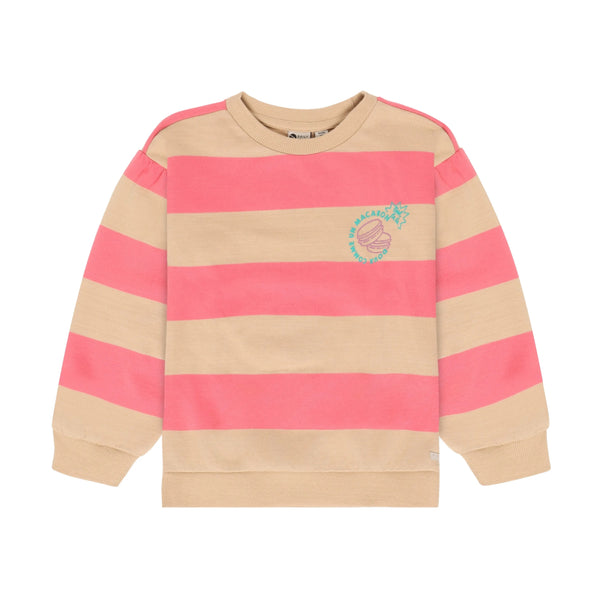 Meisjes Sweater Big Stripe van Daily7 in de kleur Ginger Root in maat 128.