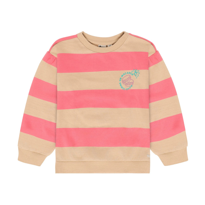 Meisjes Sweater Big Stripe van Daily7 in de kleur Ginger Root in maat 128.