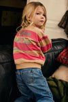 Meisjes Sweater Big Stripe van Daily7 in de kleur Ginger Root in maat 128.