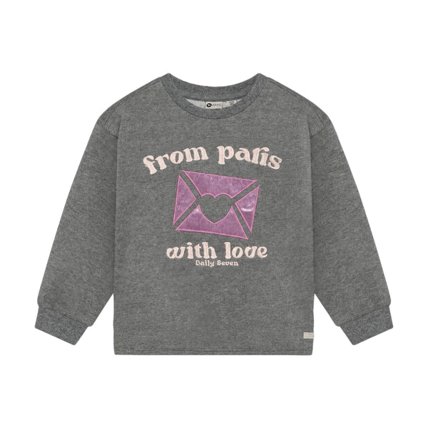 Meisjes Sweater Artwork van Daily7 in de kleur Mid Grey Melange in maat 128.
