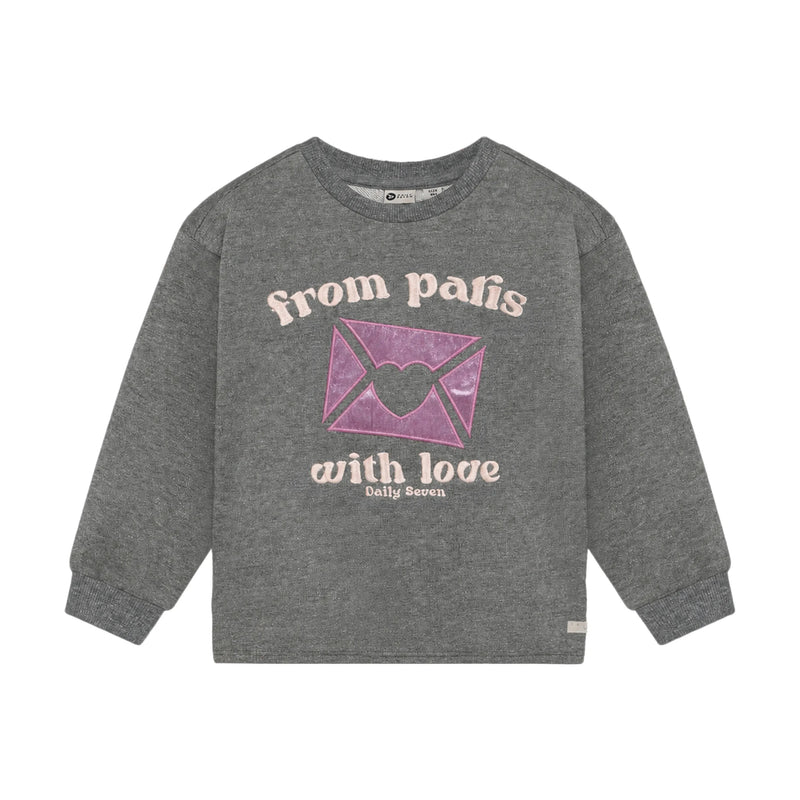 Meisjes Sweater Artwork van Daily7 in de kleur Mid Grey Melange in maat 128.