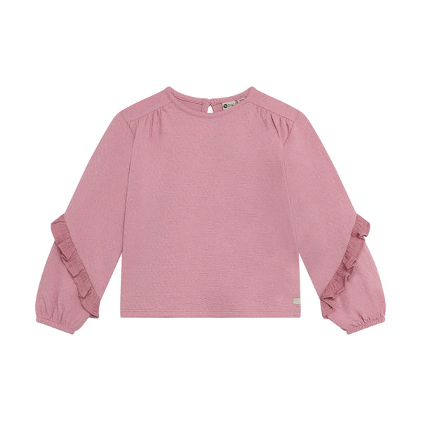 Meisjes T-Shirt Longsleeve Ruffle van Daily7 in de kleur Lilas in maat 128.