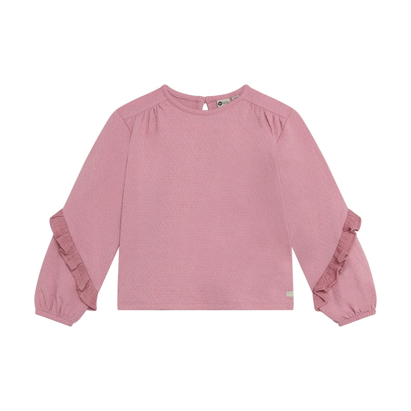 Meisjes T-Shirt Longsleeve Ruffle van Daily7 in de kleur Lilas in maat 128.