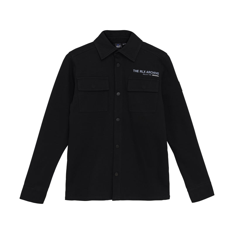 Jongens Shirt Jacket Rellix Twill van Rellix in de kleur Black  in maat 188.