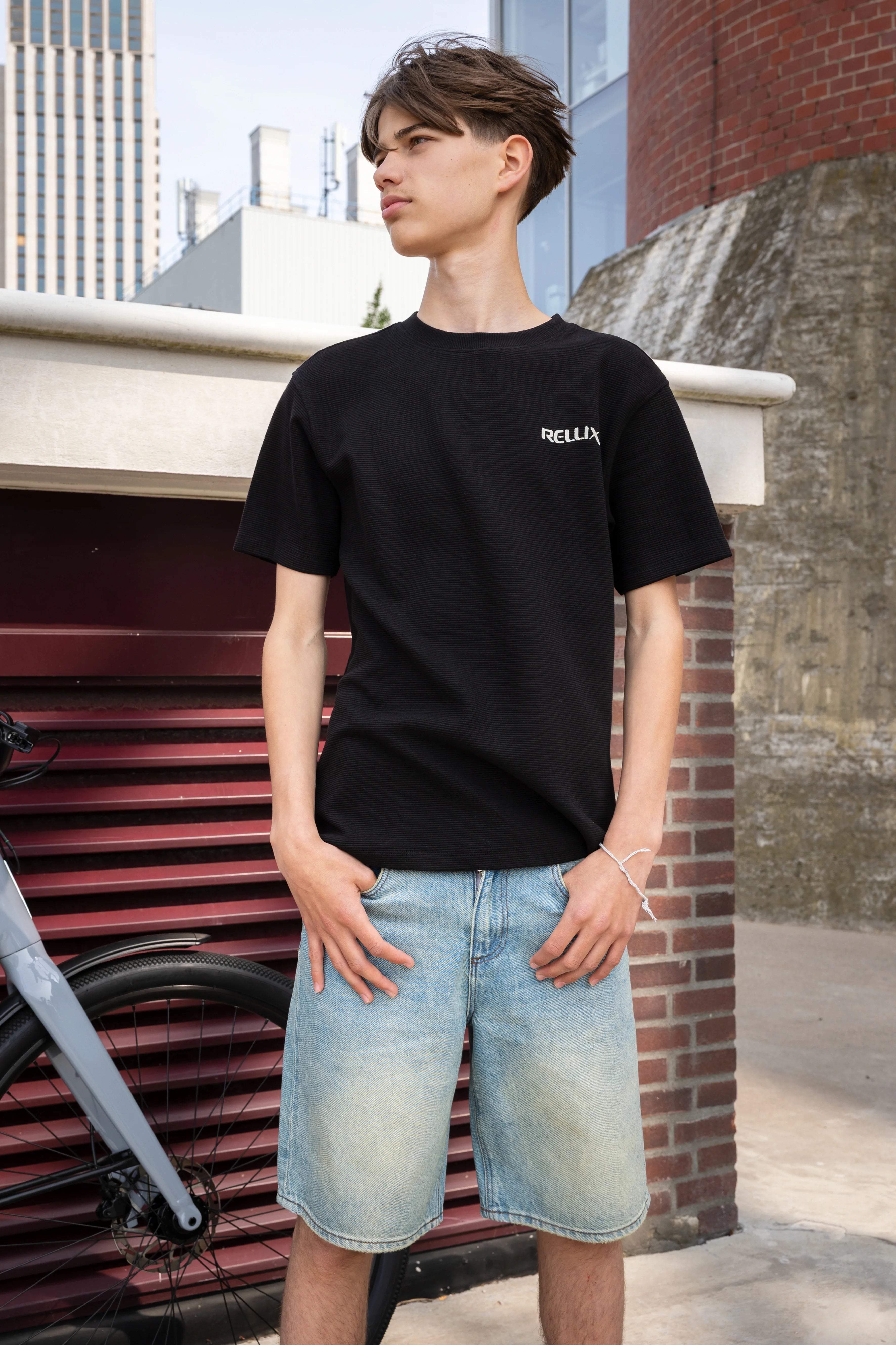 Jongens Oversized T-Shirt Structure van Rellix in de kleur Black  in maat 188.