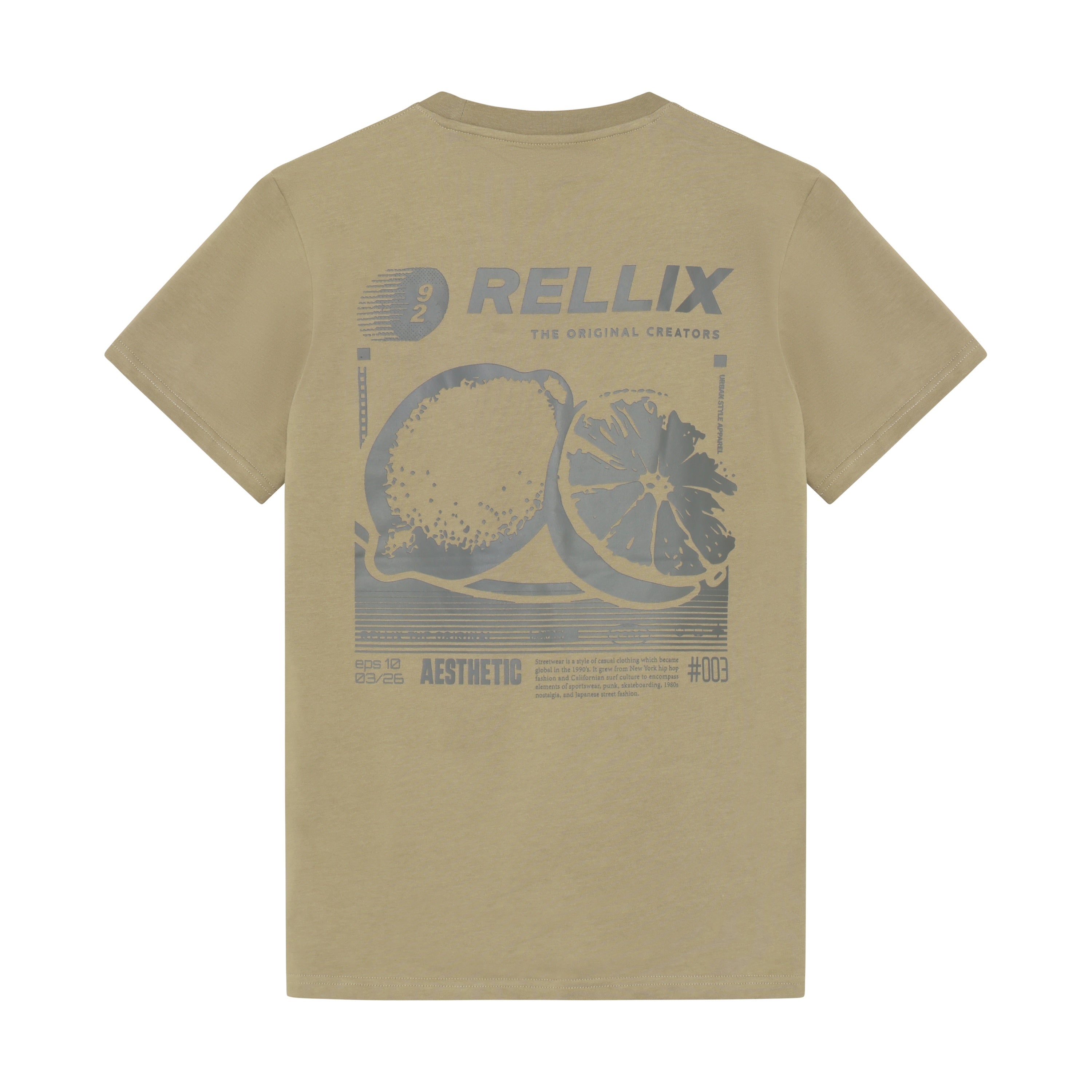 Jongens T-Shirt Rellix Backprint van Rellix in de kleur Sand Dust in maat 188.