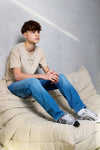 Jongens Straight Wide Fit Jeans van Rellix in de kleur Used Medium Denim in maat 188.