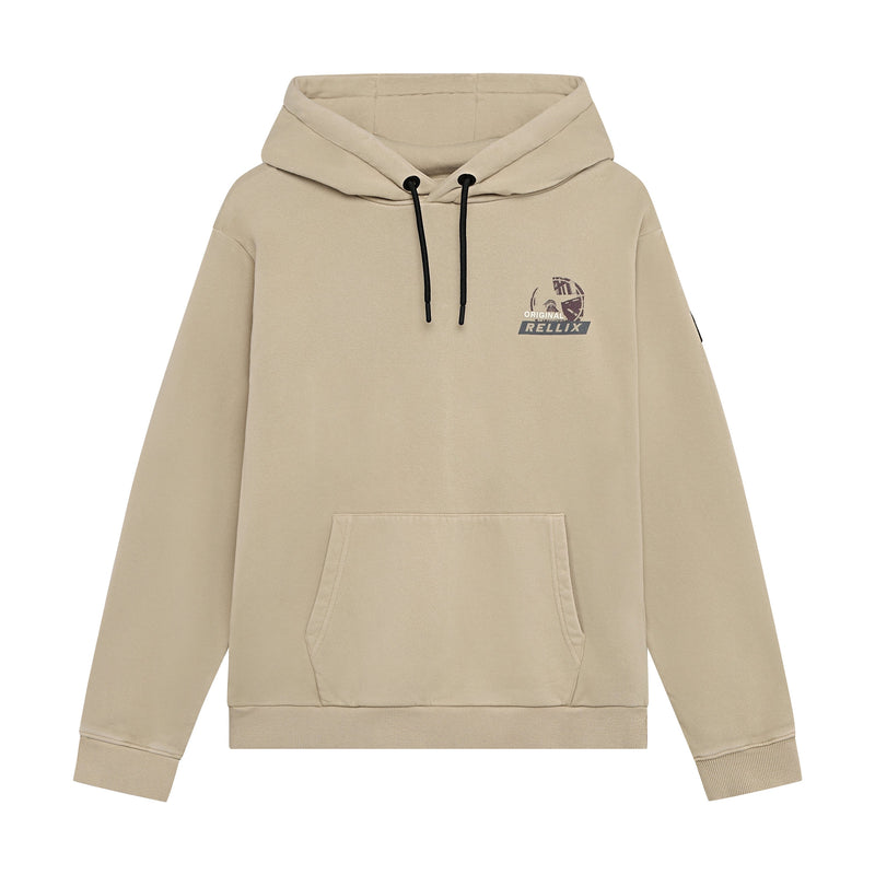 Jongens Hoodie Backprint Washed Brush van Rellix in de kleur Sand Sunset in maat 188.