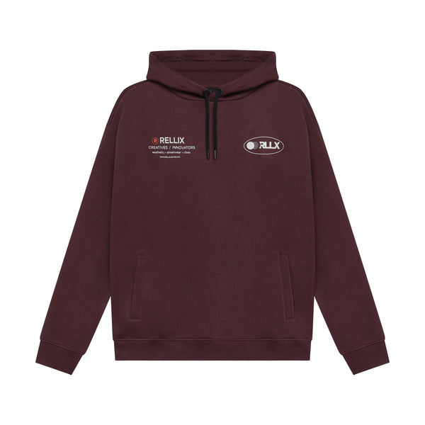 Jongens Loose Fit Hoodie Chest Brushed van Rellix in de kleur Dusty Bordeaux in maat 188.