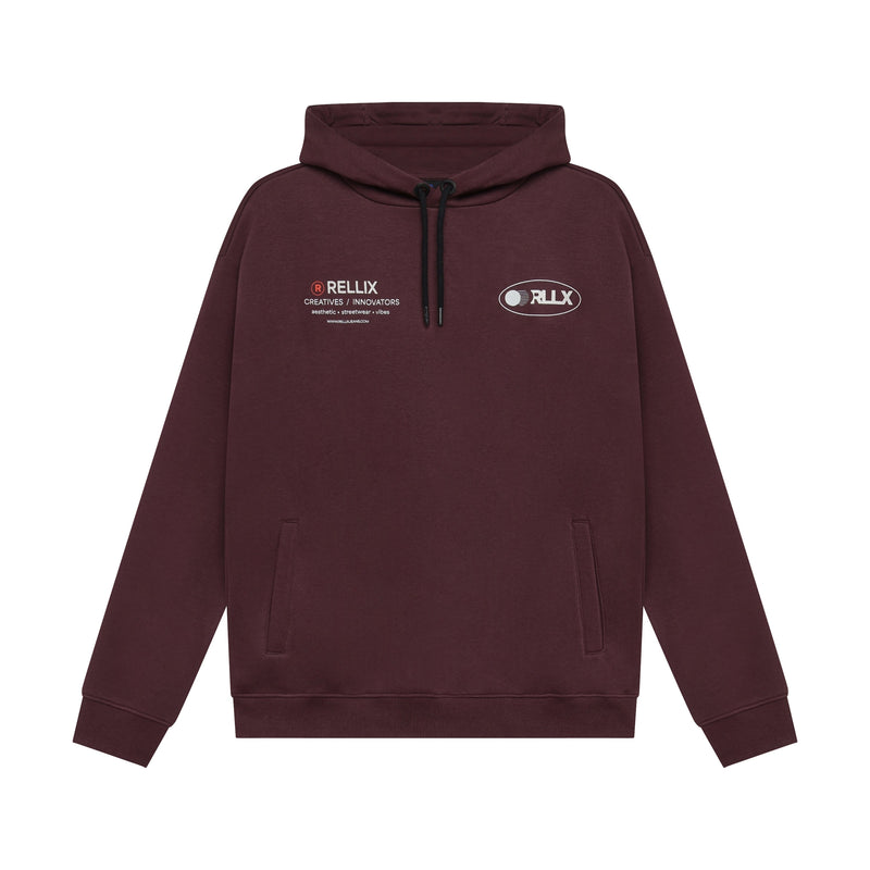 Jongens Loose Fit Hoodie Chest Brushed van Rellix in de kleur Dusty Bordeaux in maat 188.