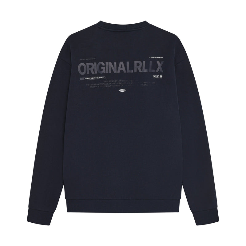 Jongens Loose Fit Sweat Badge Brushed van Rellix in de kleur Navy in maat 188.