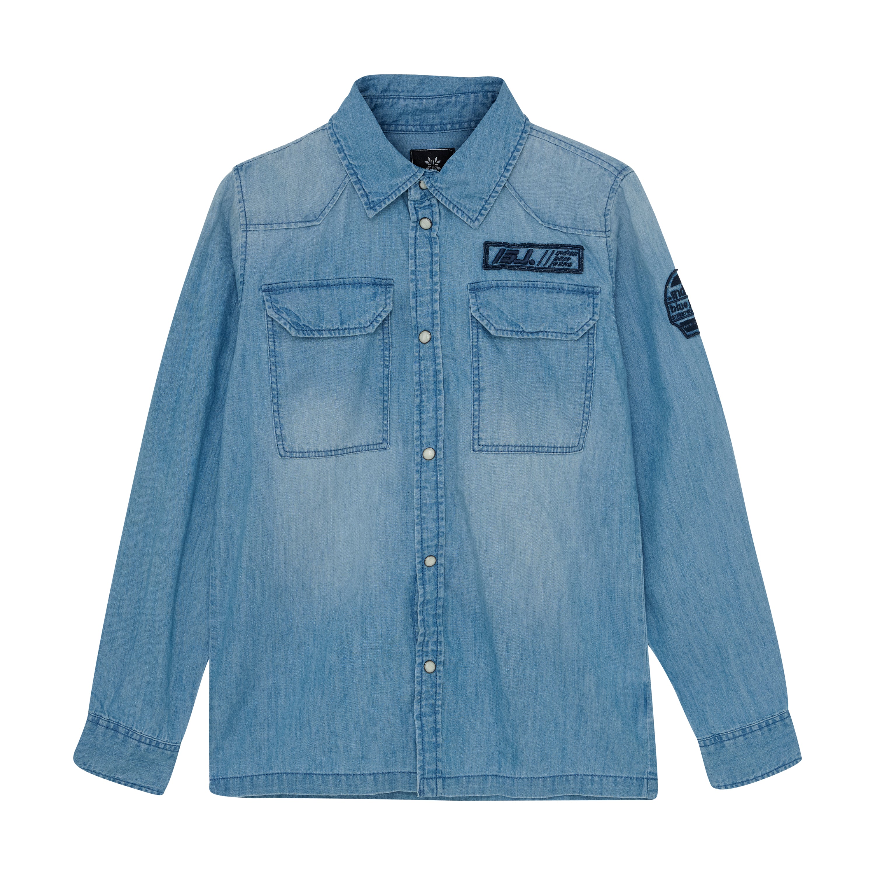 Indian Blue Jeans Shirt Denim Badges