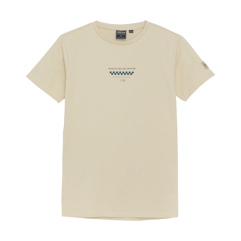 Jongens T-Shirt Chest Print  van Indian Blue Jeans in de kleur Sandshell in maat 176.
