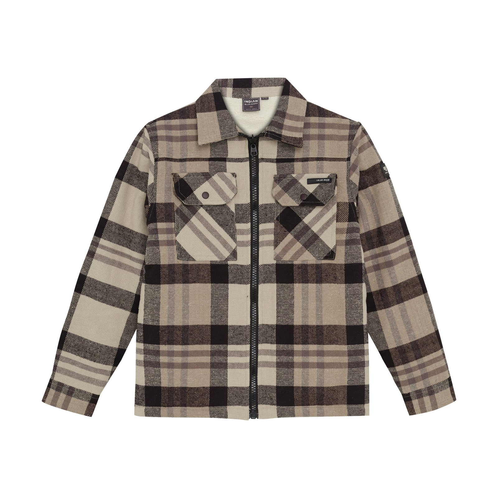 Indian Blue Jeans Shirt Jacket Check Zip Teddy