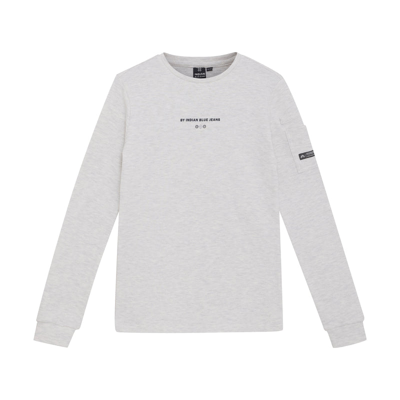 Jongens T-Shirt Longsleeve Sleeve Pkt van Indian Blue Jeans in de kleur Light Grey Melange in maat 176.