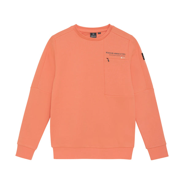 Jongens Sweater Chest Print Brushed van Indian Blue Jeans in de kleur Peach Echo in maat 176.