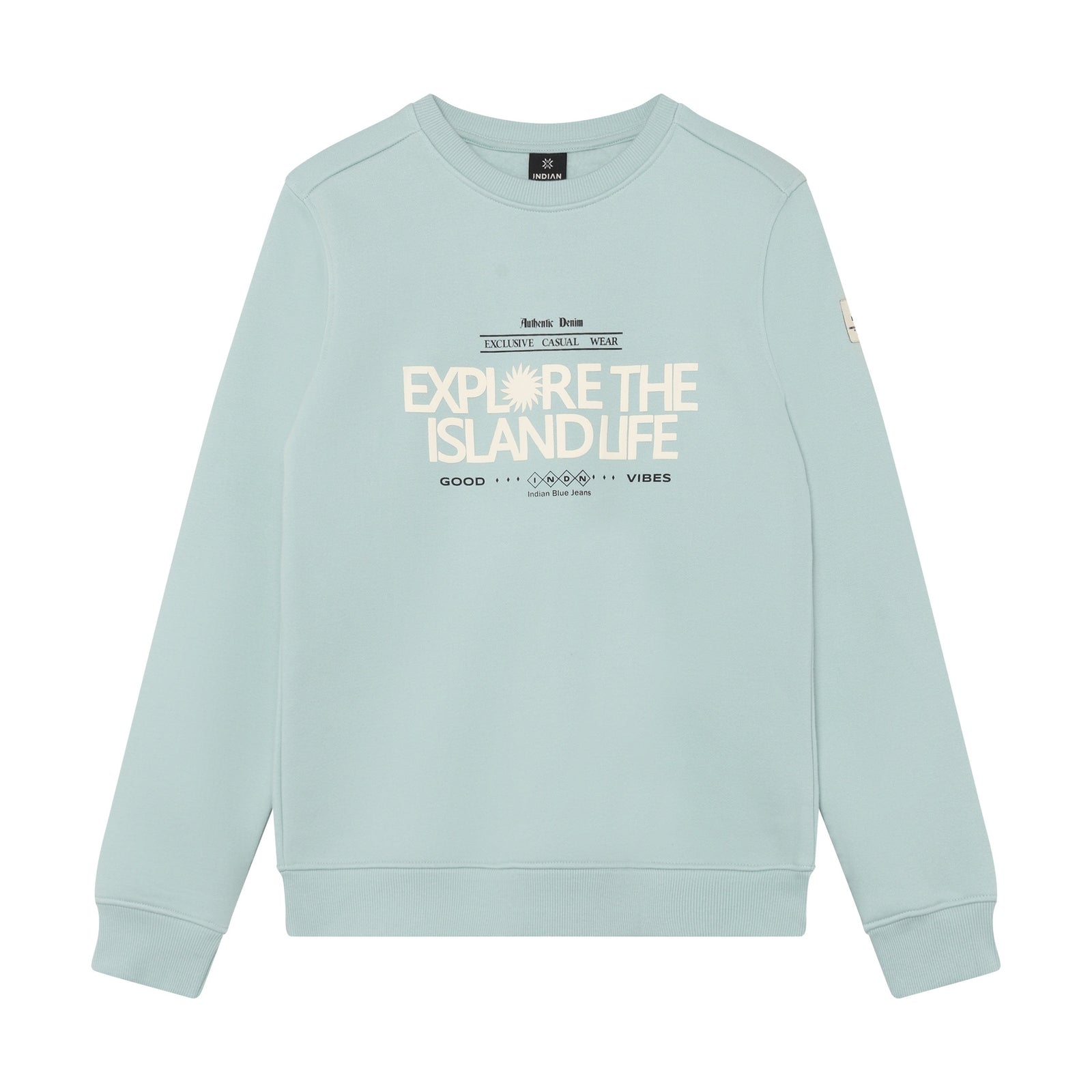 Indian Blue Jeans Sweater Chest Artwork Brushed
