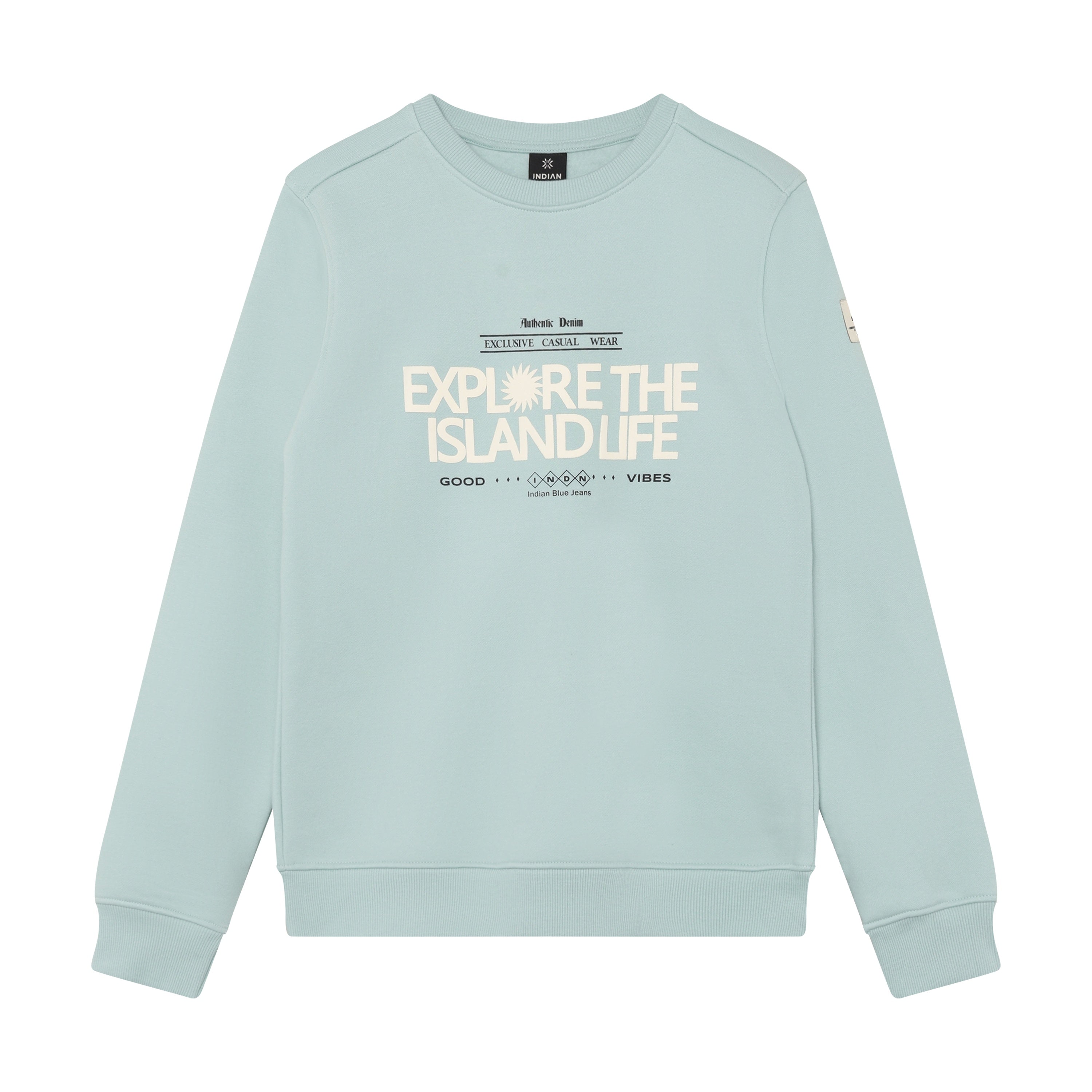 Jongens Sweater Chest Artwork Brushed van Indian Blue Jeans in de kleur Ether in maat 176.