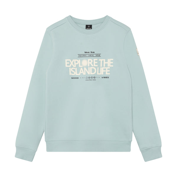 Jongens Sweater Chest Artwork Brushed van Indian Blue Jeans in de kleur Ether in maat 176.