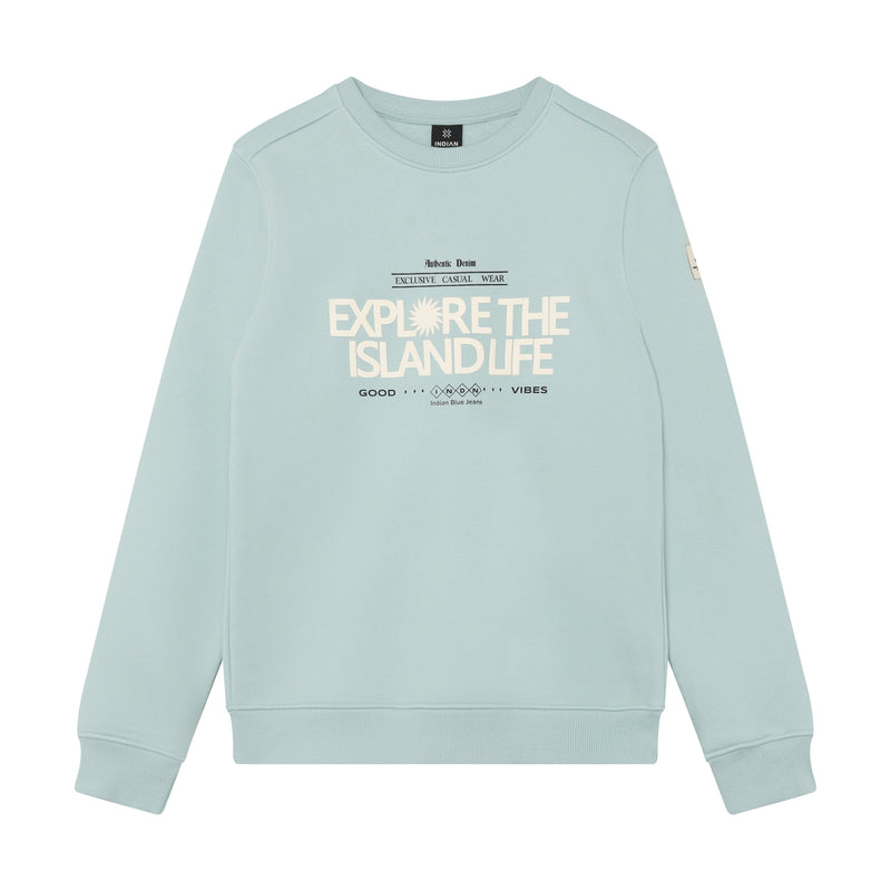 Jongens Sweater Chest Artwork Brushed van Indian Blue Jeans in de kleur Ether in maat 176.