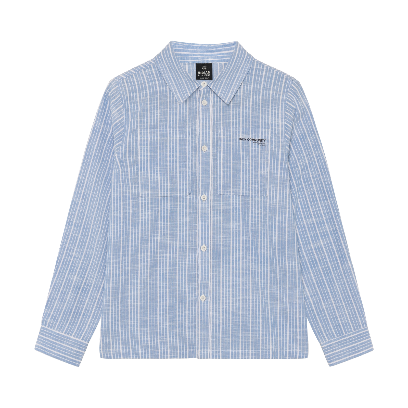 Indian Blue Jeans Shirt Linen LS Stripe