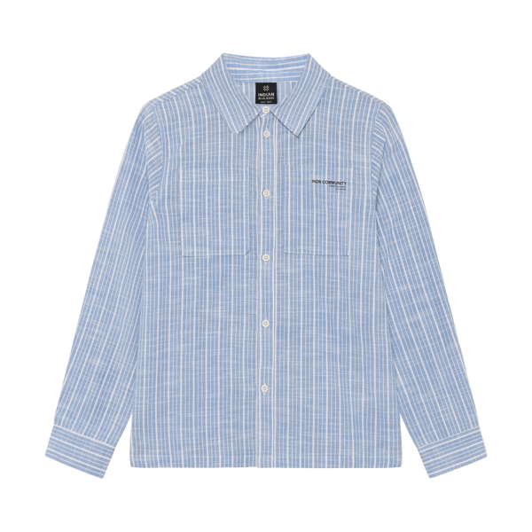 Indian Blue Jeans Shirt Linen LS Stripe